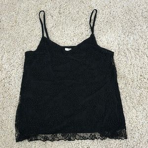 Joie beaded and laced black tank with adjustable beaded straps. Size medium.